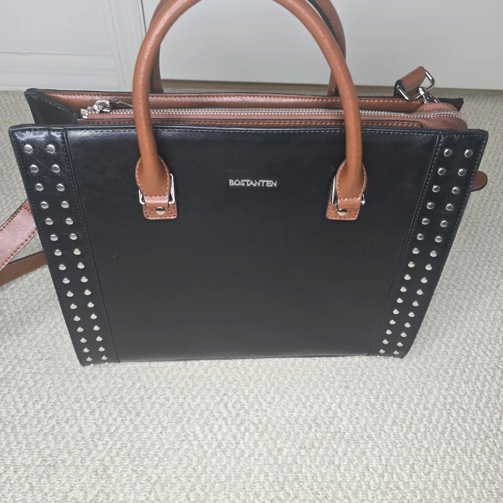 Bostanten Cruze Timeless Leather Designer Handbag Black & Brown